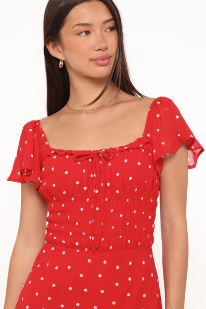 Sherrie Maxi Dress Red Polka Dot