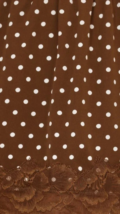 Kiki Lace Mini Skirt Chocolate Polka