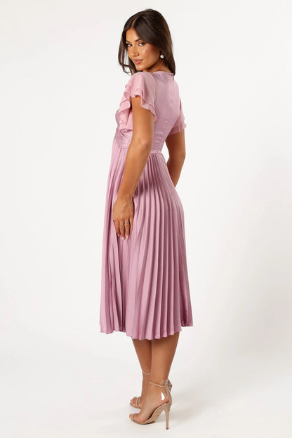 Nova Flutter Sleeve Midi Dress Dusty Rose