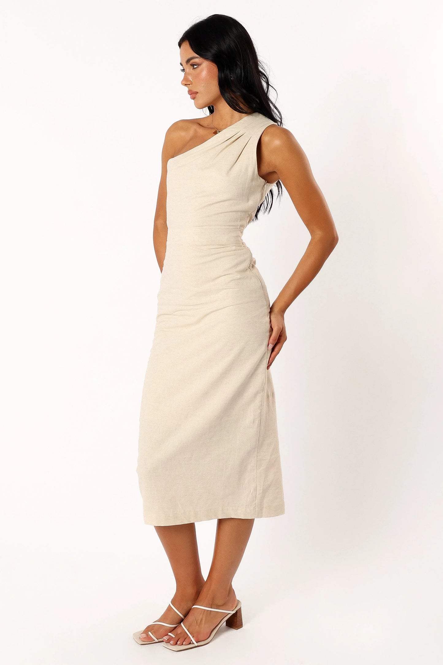 Gibson One Shoulder Midi Dress Oatmeal