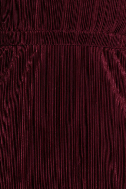 Pontee One Shoulder Pleated Midi Dress Burgundy