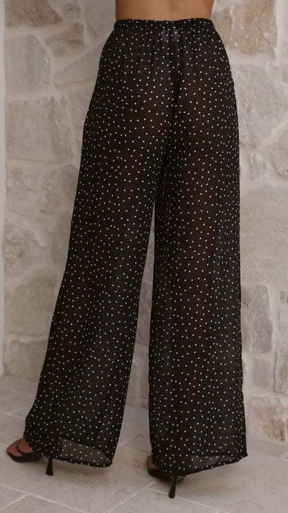 Rubi Top and Pants Set Black Polka