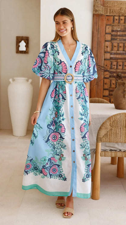 Dali Maxi Dress Island Bloom Blue