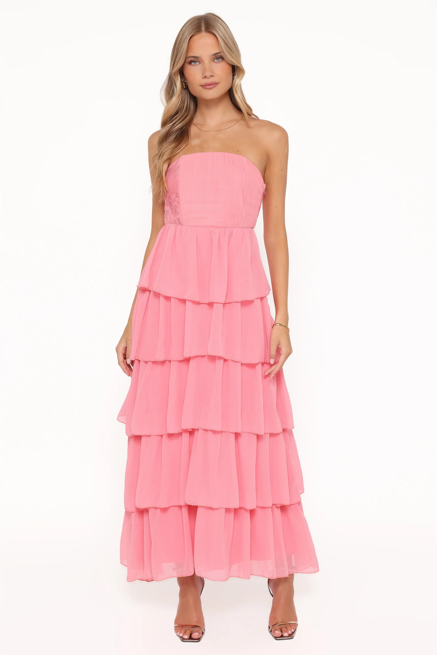 Peachester Strapless Maxi Dress Coral