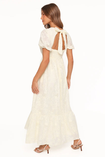Janice Maxi Dress Butter Yellow Broderie