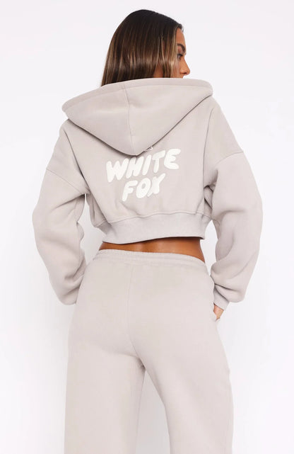 Offstage Cropped Zip Hoodie Moon