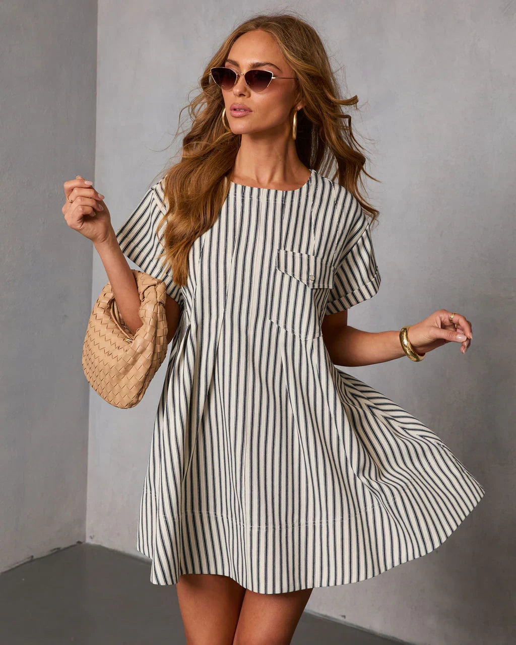 Clean Grace Pinstripe Mini Dress