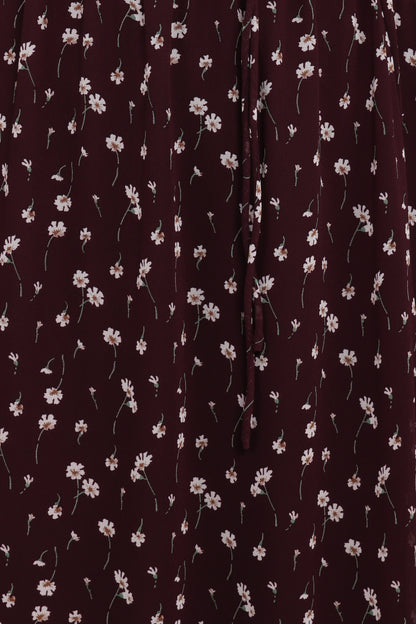 Keziah Long Sleeve Maxi Dress Burgundy Floral