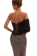 Showstopper fully sequined silver fitted maxi skirt Midnight Walk