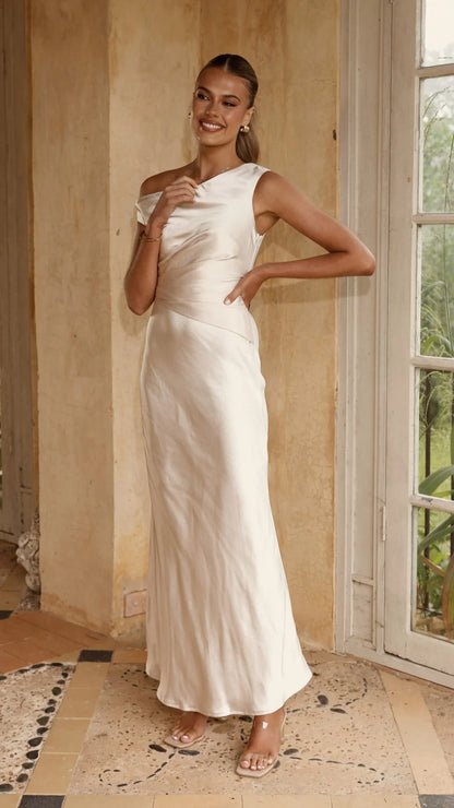 Auria Off Shoulder Maxi Dress Champagne