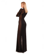 Showstopper black dress with semi transparent inserts