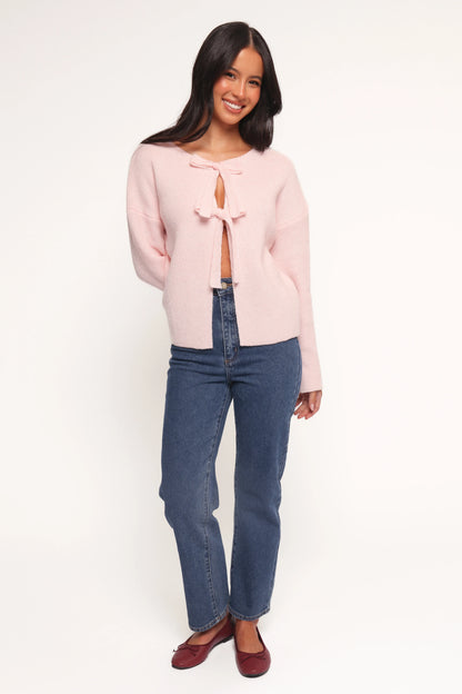 Arden Bow Cardigan Pink