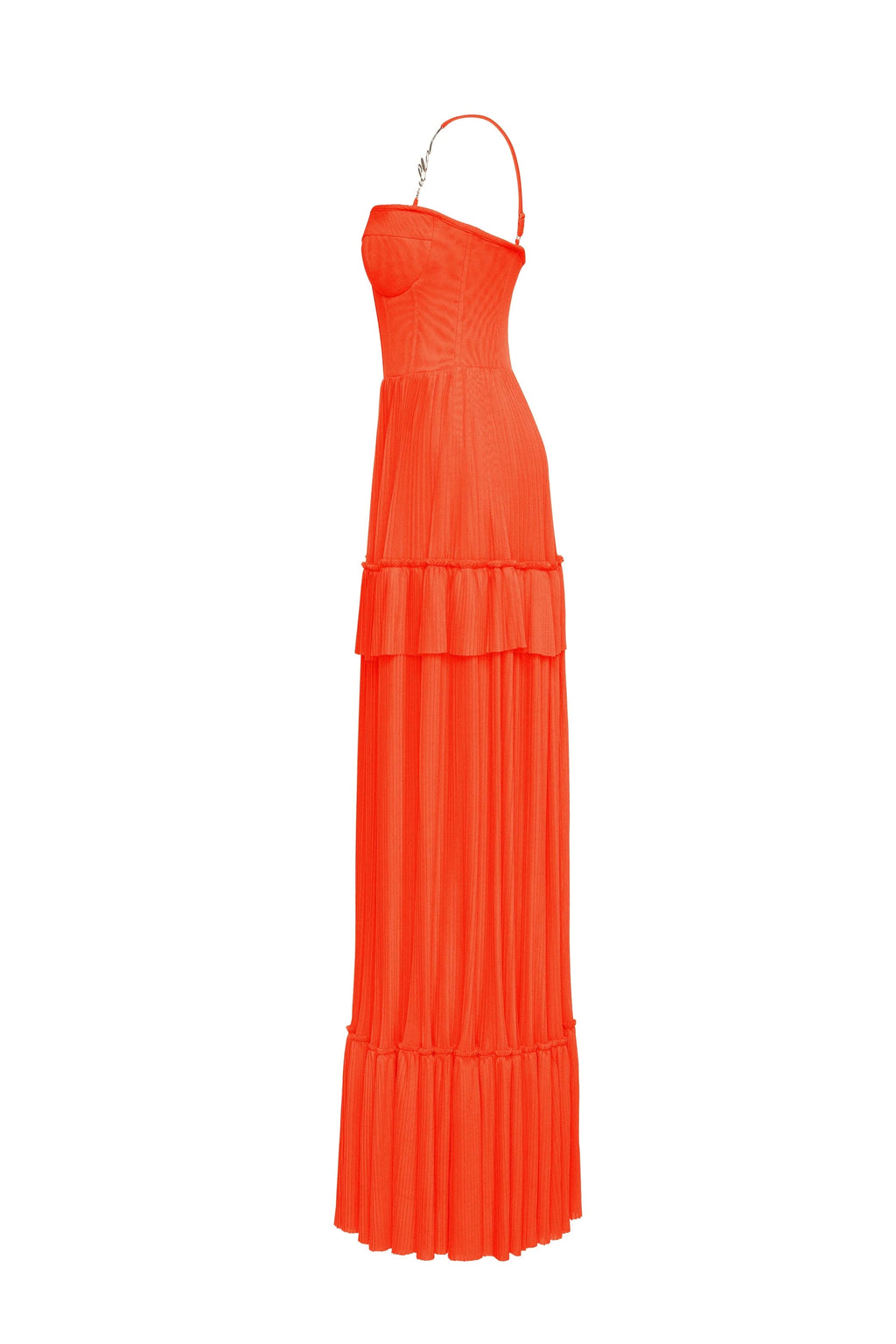 Coral spaghetti strap pleated maxi dress Garden of Eden