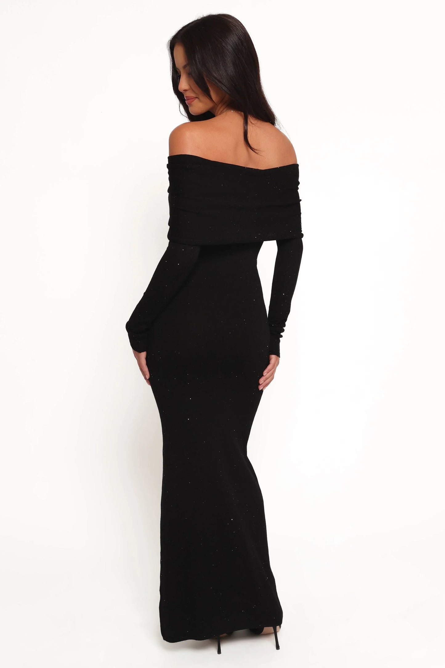 Pennie Maxi Dress Black Sequin Knit