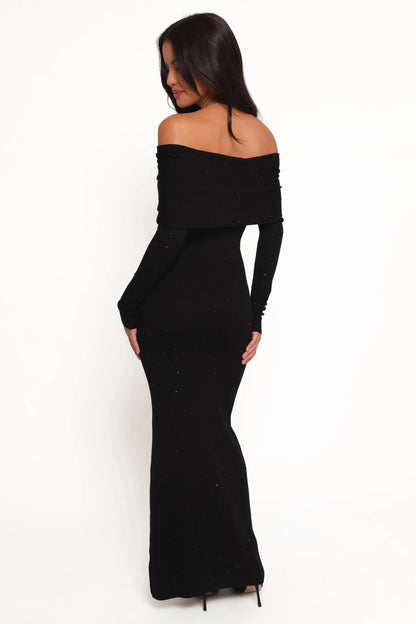 Pennie Maxi Dress Black Sequin Knit
