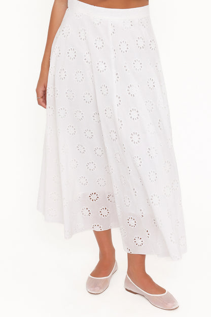 Varia Eyelet Maxi Skirt White