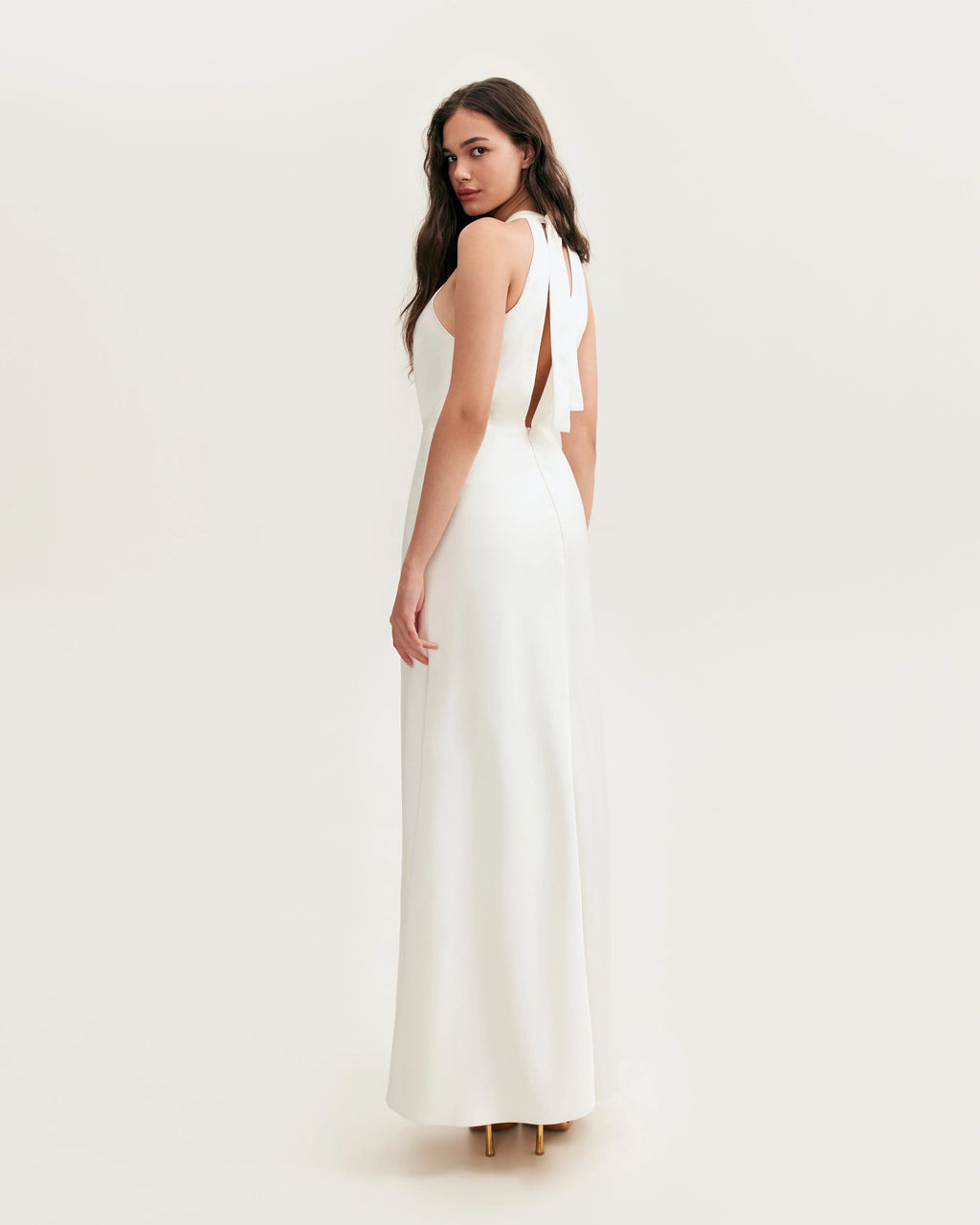 Lovely white halterneck satin maxi dress Xo Xo