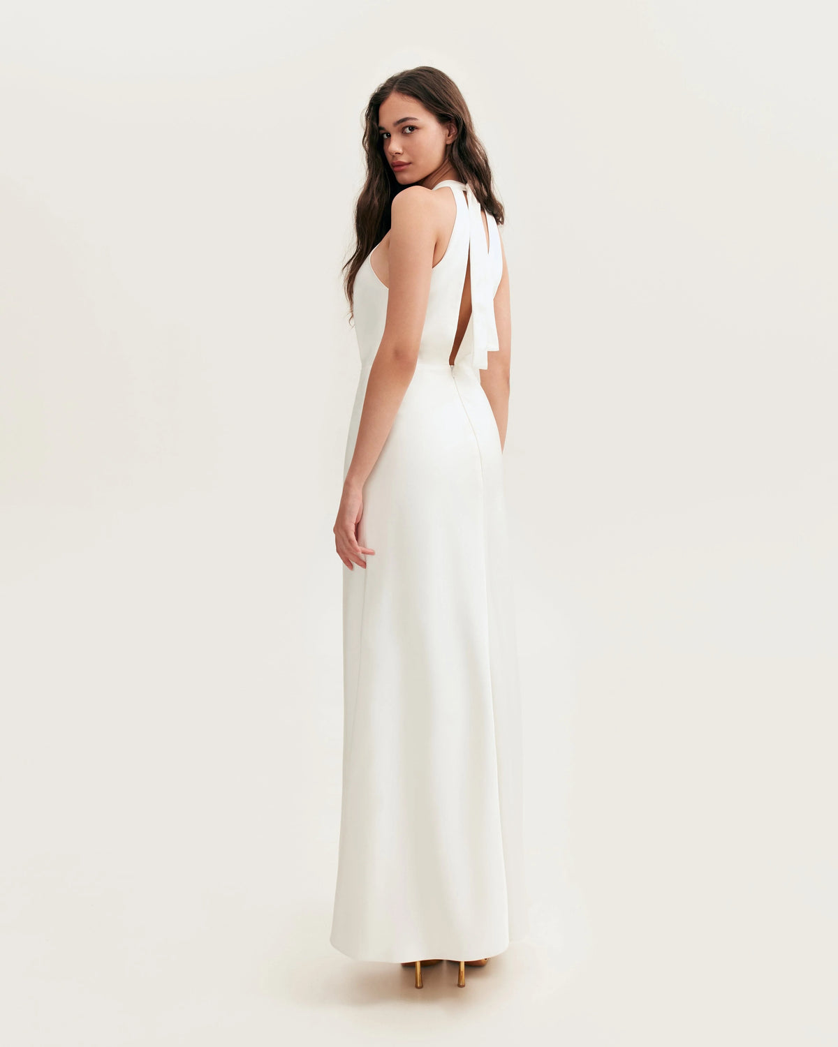 Lovely white halterneck satin maxi dress Xo Xo