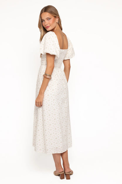Clo Puff Sleeve Midi Dress White Betty
