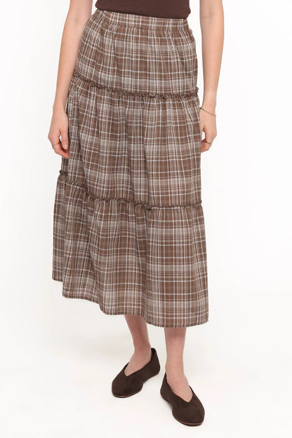 Campbell Tiered Maxi Skirt Juno Check