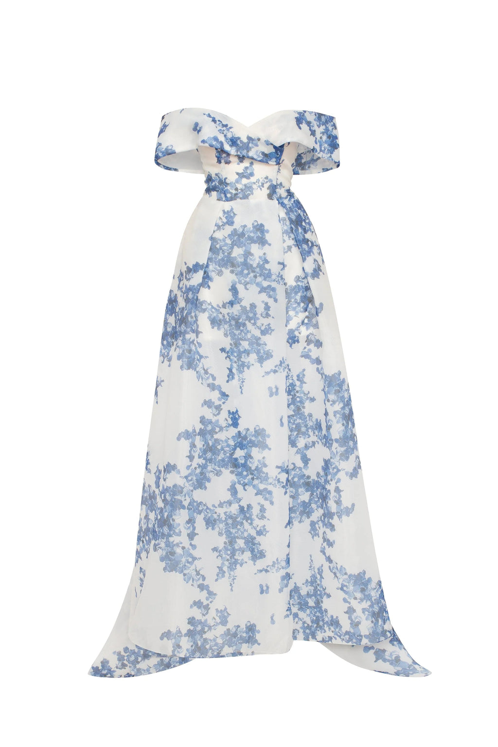 Catchy off the shoulder blue hydrangea maxi dress Garden of Eden