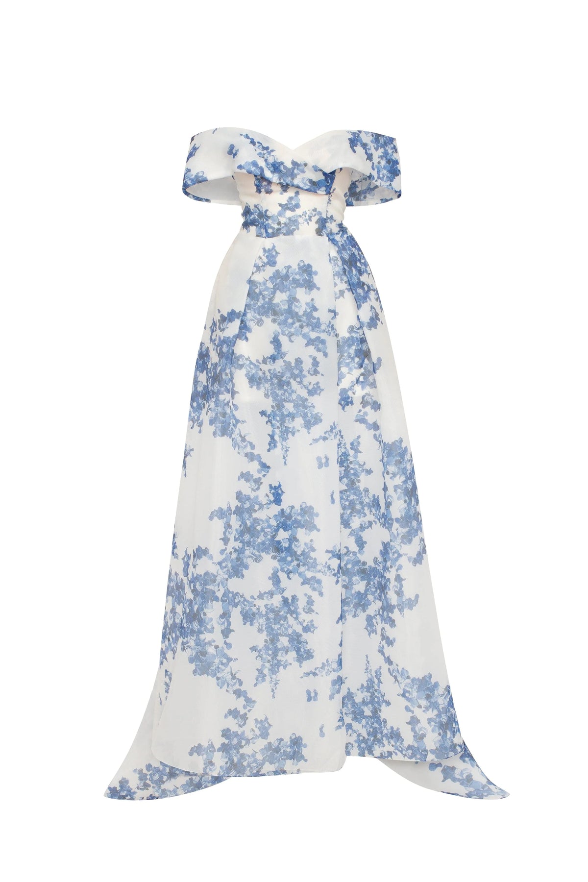 Catchy off the shoulder blue hydrangea maxi dress Garden of Eden