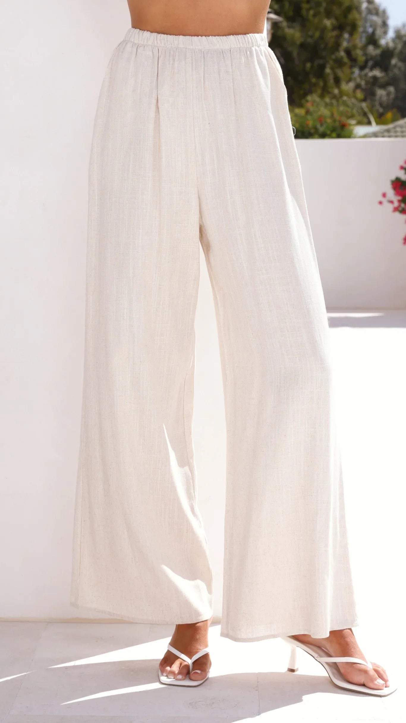 Talia Strapless Top and Pants Set Oatmeal