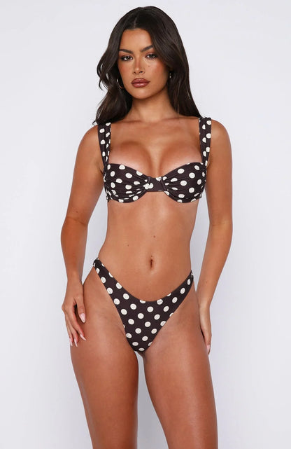 Balia Bikini Top Choc Cream Polka Dot