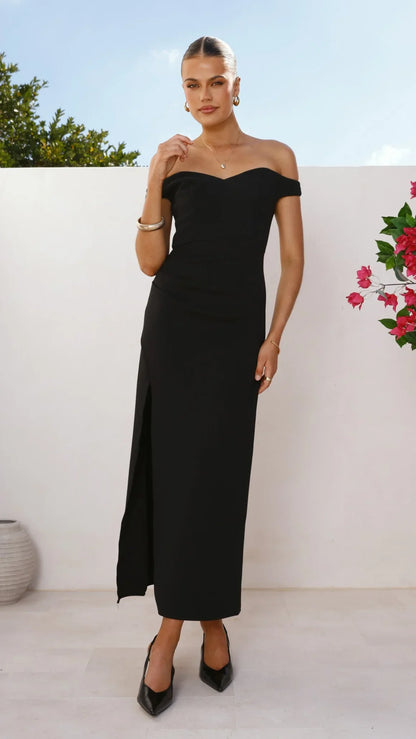 Zylah Off Shoulder Midi Dress Black