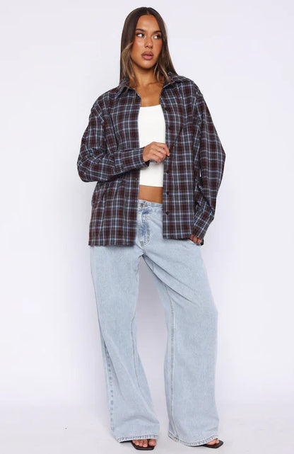 Might Be Time Button Up Shirt Blue Chocolate