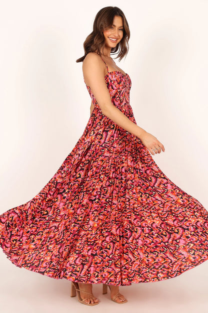 Achanti Pleated Maxi Dress Pink Multi