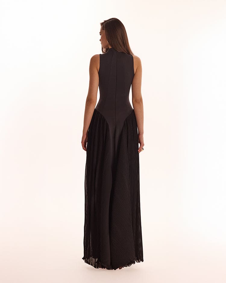 Elegant mock neck maxi dress Parisienne