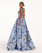 Blue Hydrangea strapped maxi dress