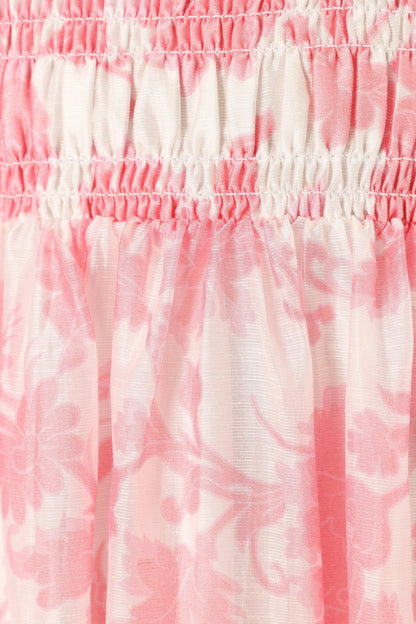 Carter Strapless Midi Dress Pink Floral