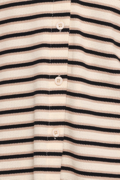 Alden Cotton Knit Set Beige Black Stripe
