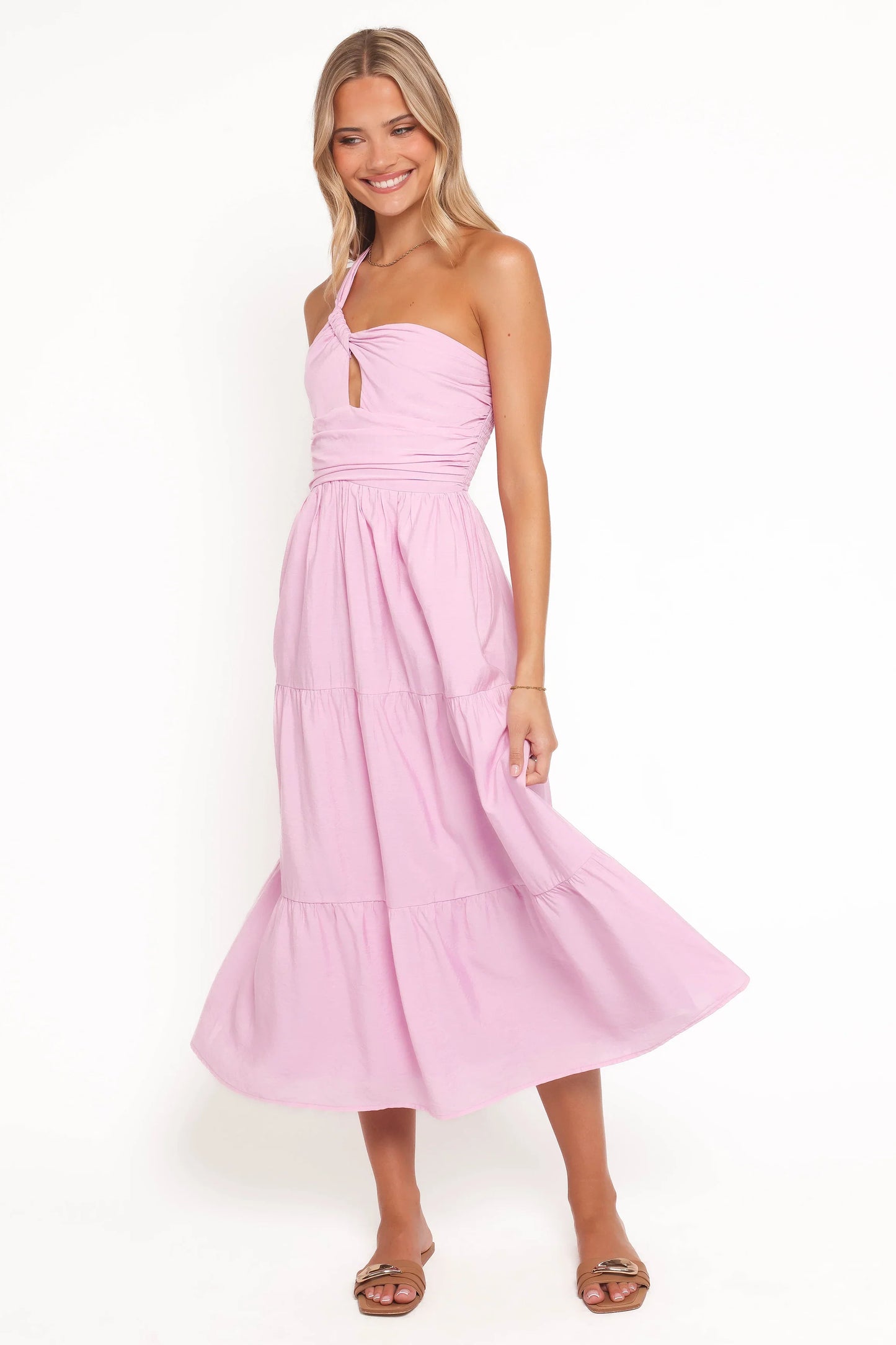 Vinny One Shoulder Maxi Dress Pink