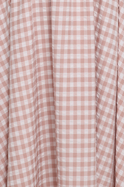 Siun Short Sleeve Midi Dress Brown Gingham