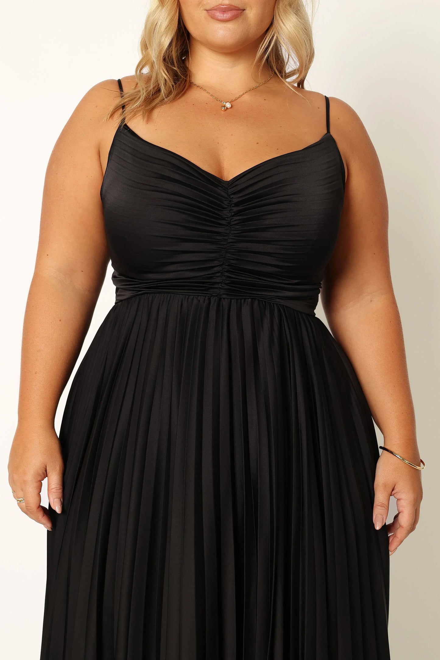 Naira Pleated Maxi Dress Black
