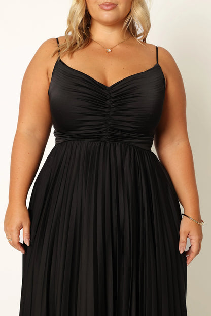 Naira Pleated Maxi Dress Black