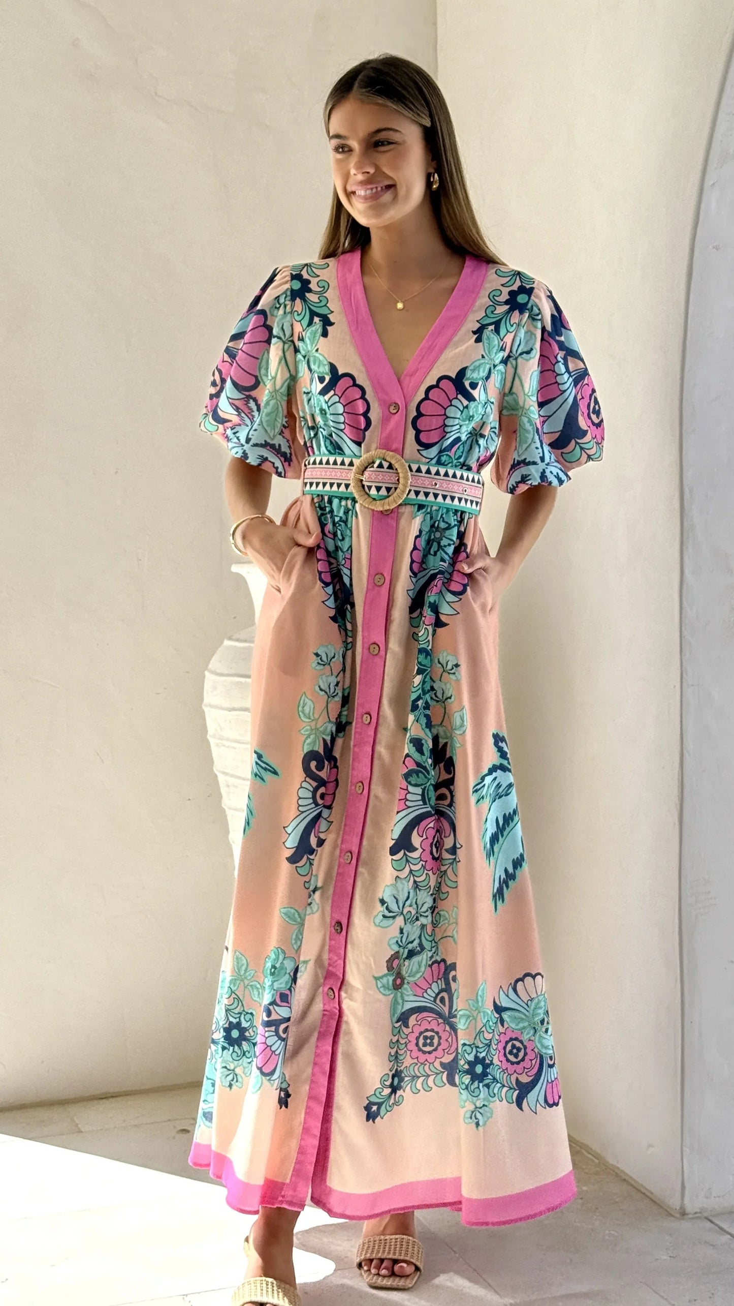 Dali Maxi Dress Island Bloom Pink