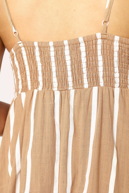 Brea Maxi Dress Tan Stripe
