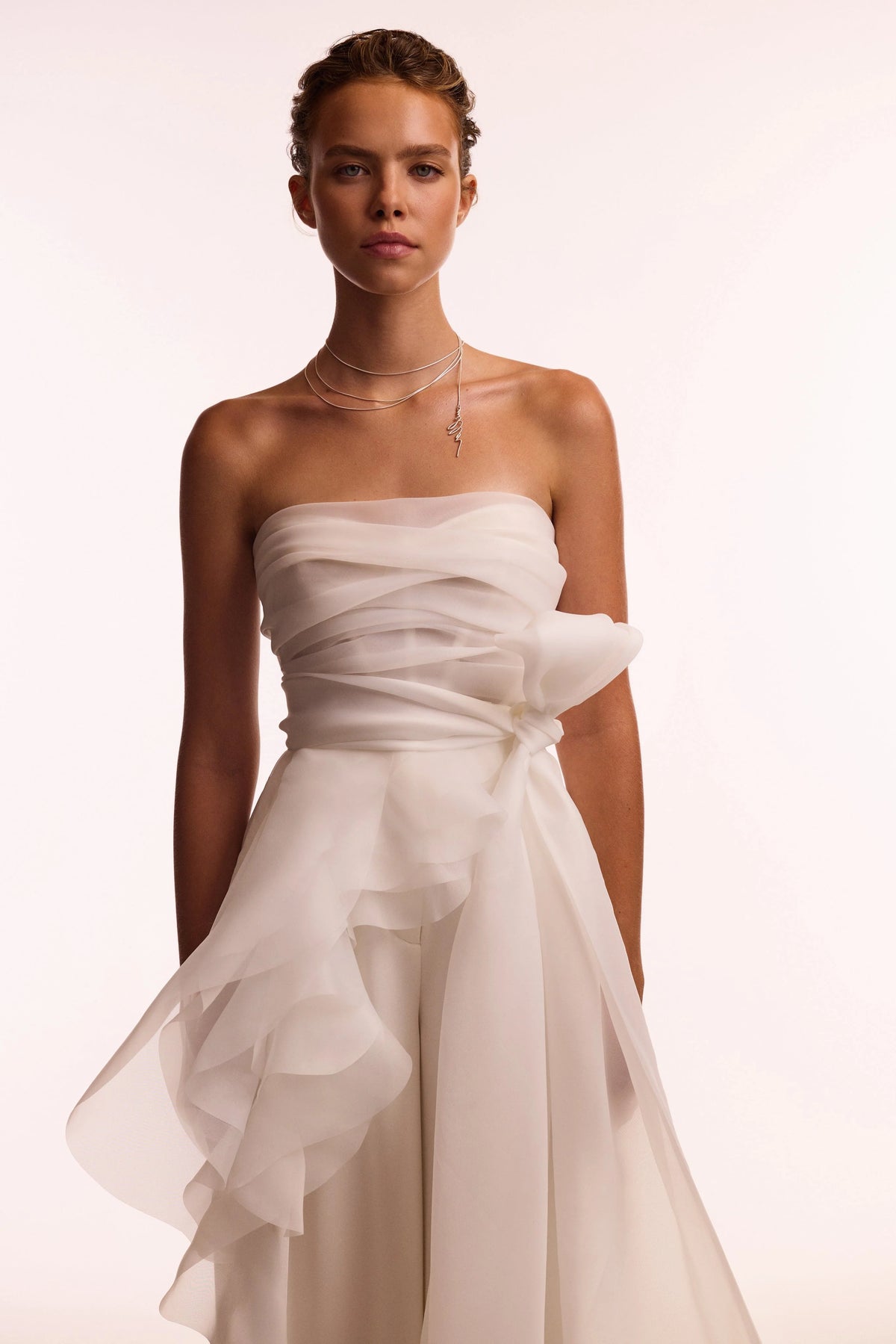 Dreamy blouse with meringue flounces in white Midnight Walk