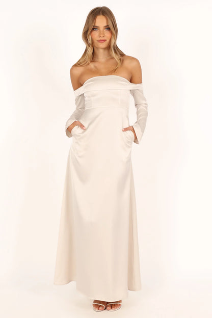 Gigi Off Shoulder Maxi Dress Cream
