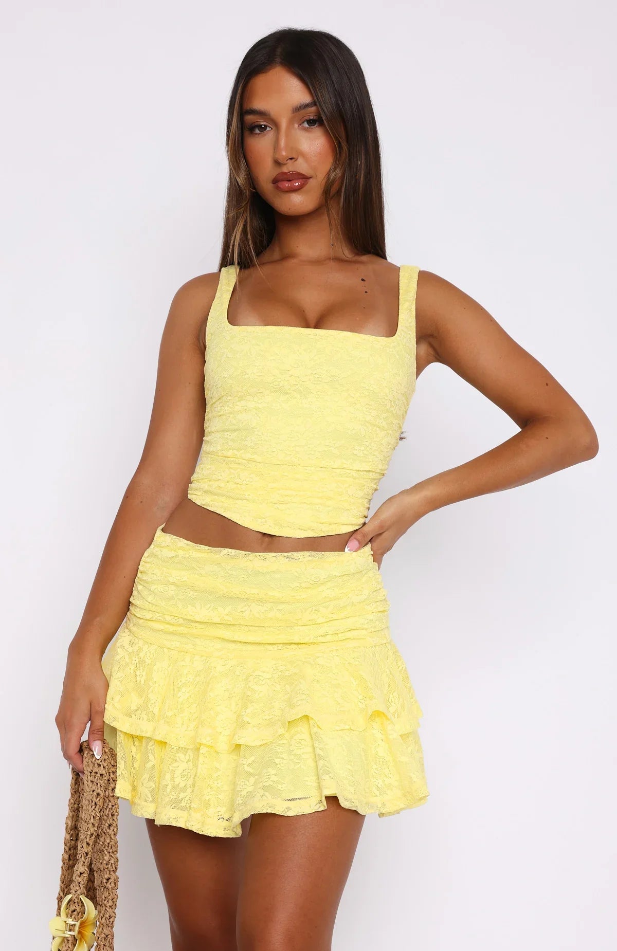 Lets Have Some Fun Lace Bustier Lemon