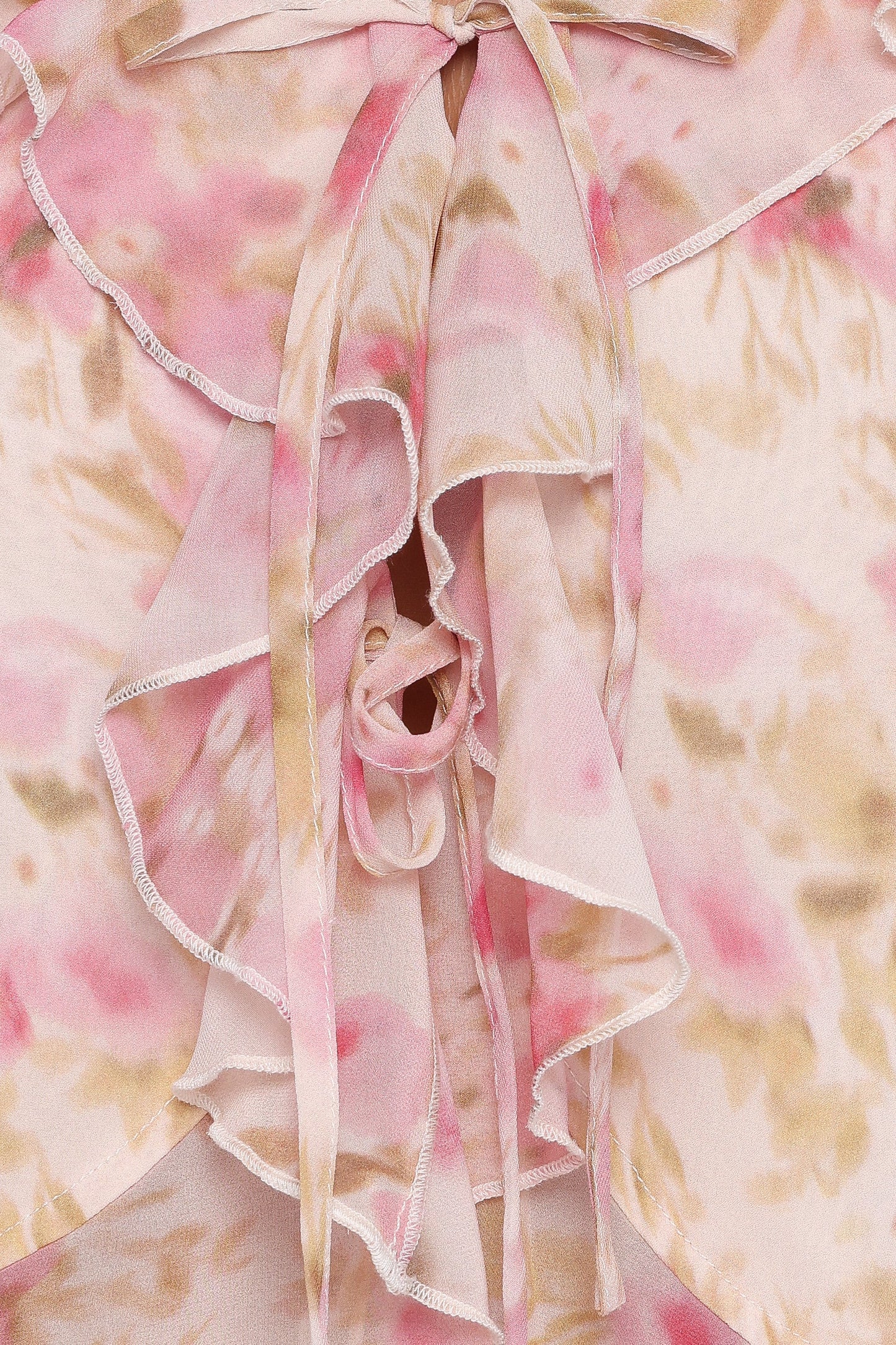 Ismena Tie Front Top Blurred Pink Floral