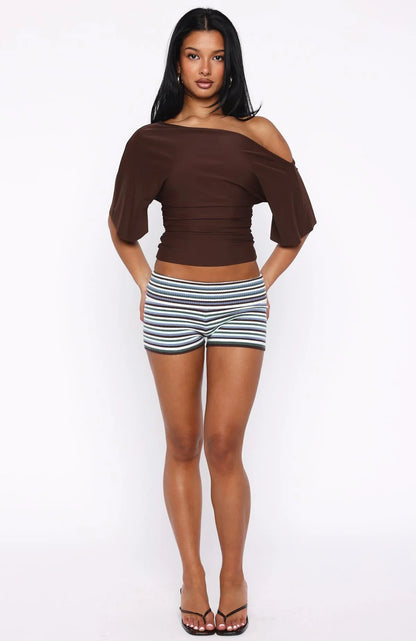 Marrakech Moments Cinched Waist Top Chocolate