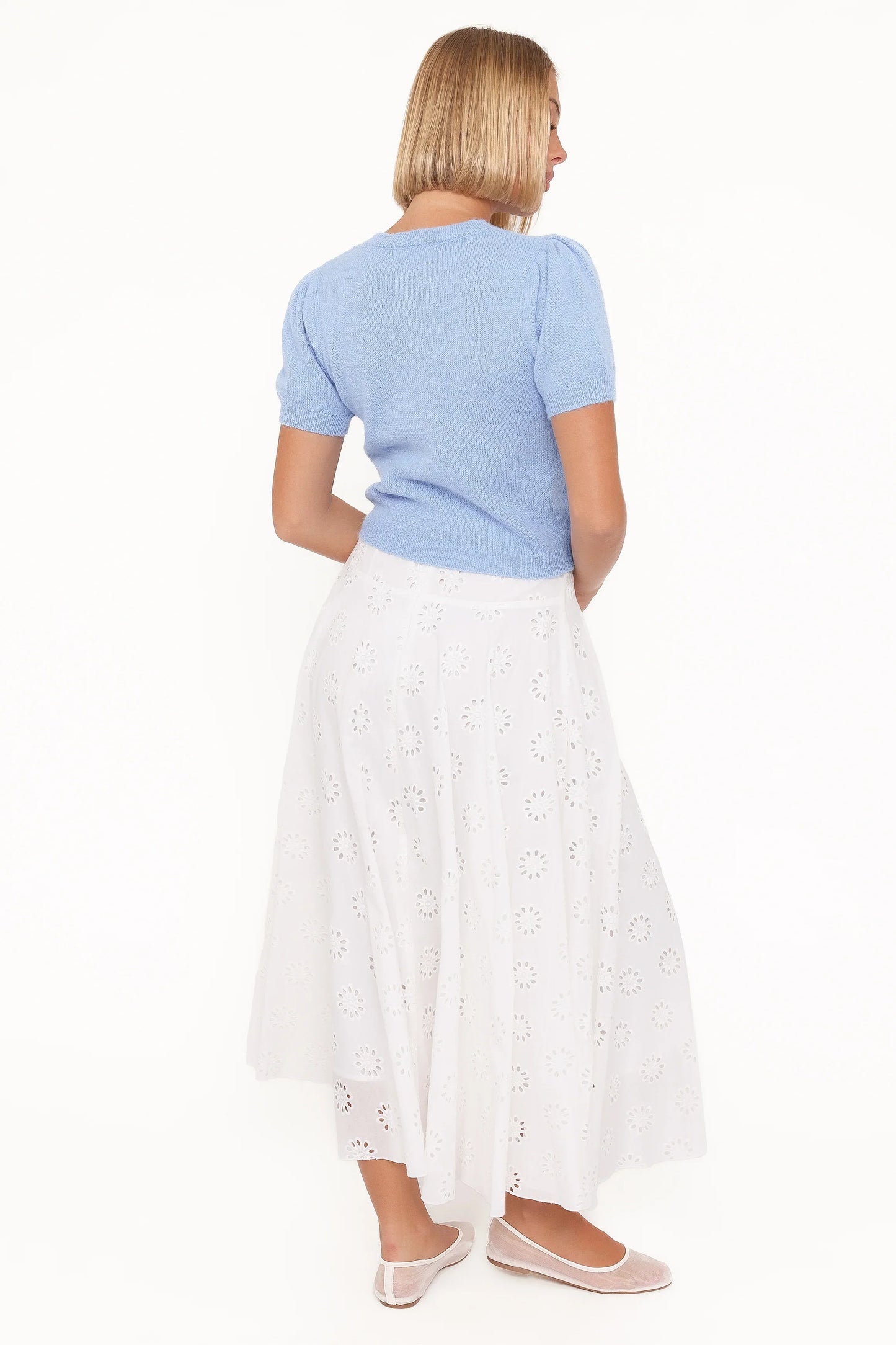 Varia Eyelet Maxi Skirt White