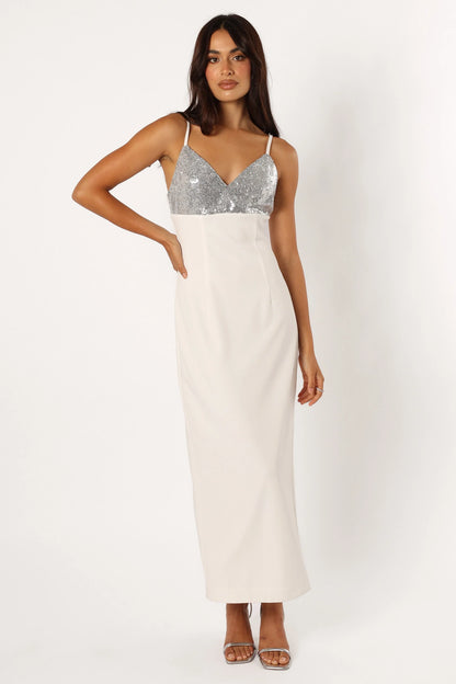 Kylie Slip Dress White Silver