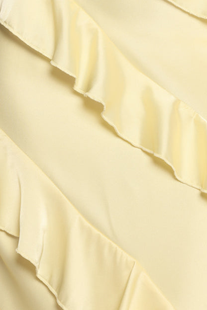 Ciao Ruffles Maxi Satin Dress Pale Yellow