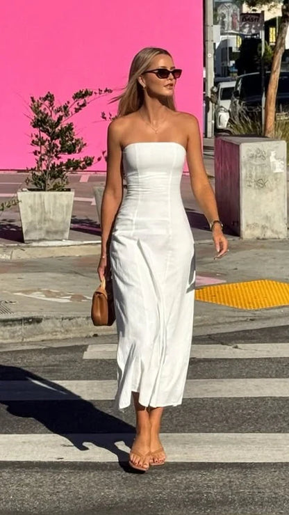 Astrid Strapless Maxi Dress White